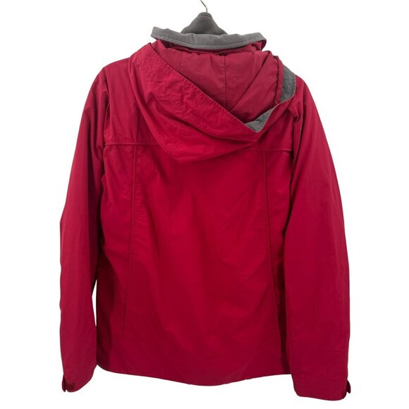 L.L. Bean Red Waterproof Hooded Coat With Removable Gray Fleece Jacket Size S - Picture 2 of 9